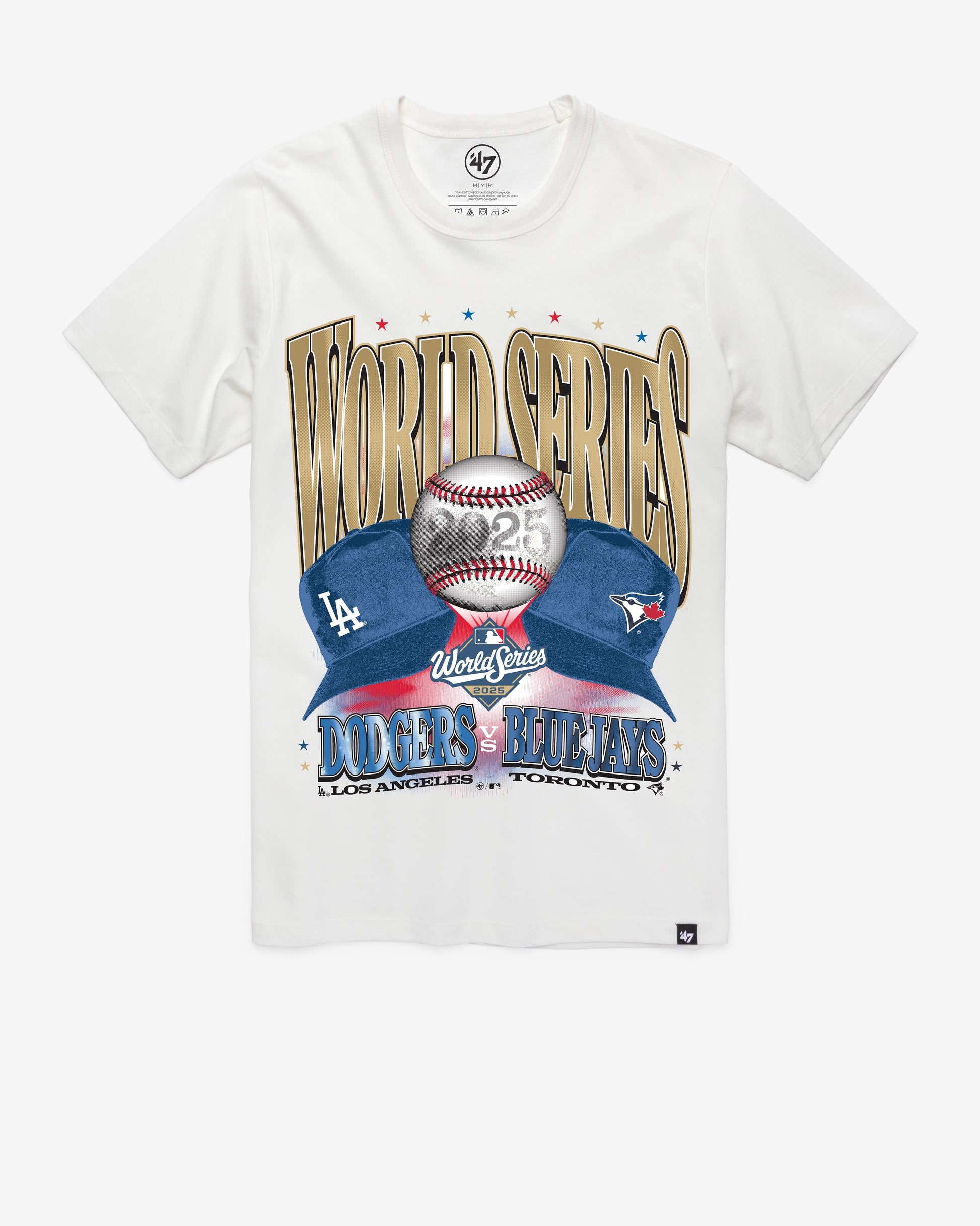 LOS ANGELES DODGERS / TORONTO BLUE JAYS MLB WORLD SERIES DUELING '47 FRANKLIN TEE WHITE WASH