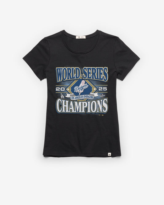 LOS ANGELES DODGERS 2025 WORLD SERIES CHAMPIONS '47 FRANKIE TEE WOMENS FLINT BLACK