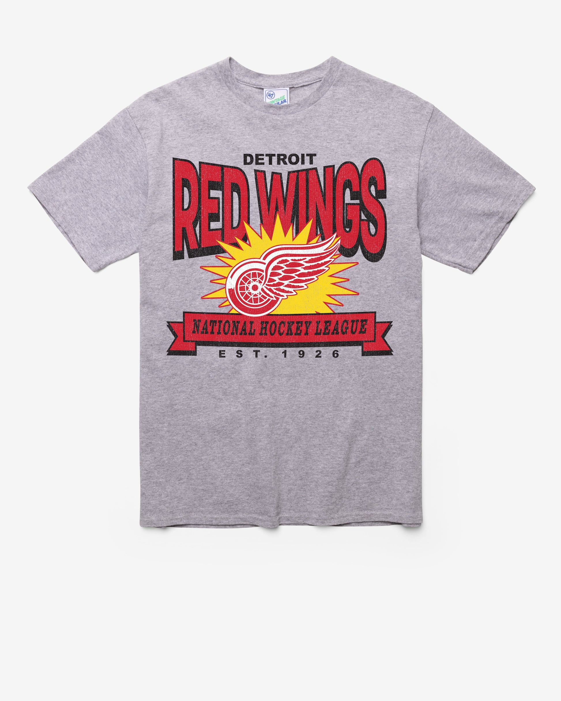 DETROIT RED WINGS TWELVE SIX VINTAGE '47 TUBULAR TEE DT ATHLETIC HEATHER