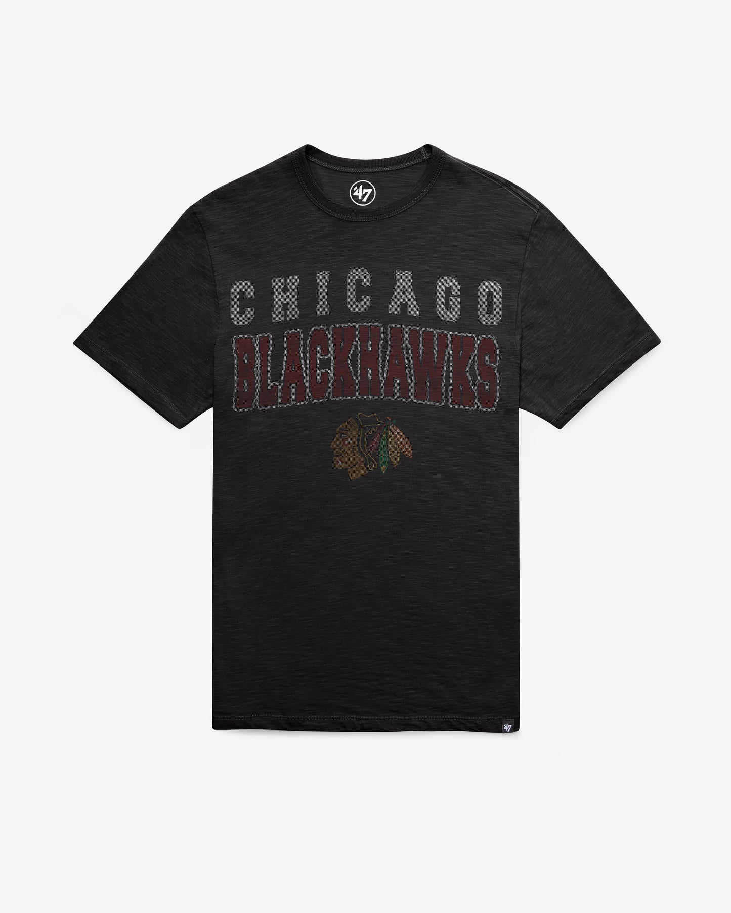 CHICAGO BLACKHAWKS STADIUM WAVE '47 SCRUM TEE JET BLACK