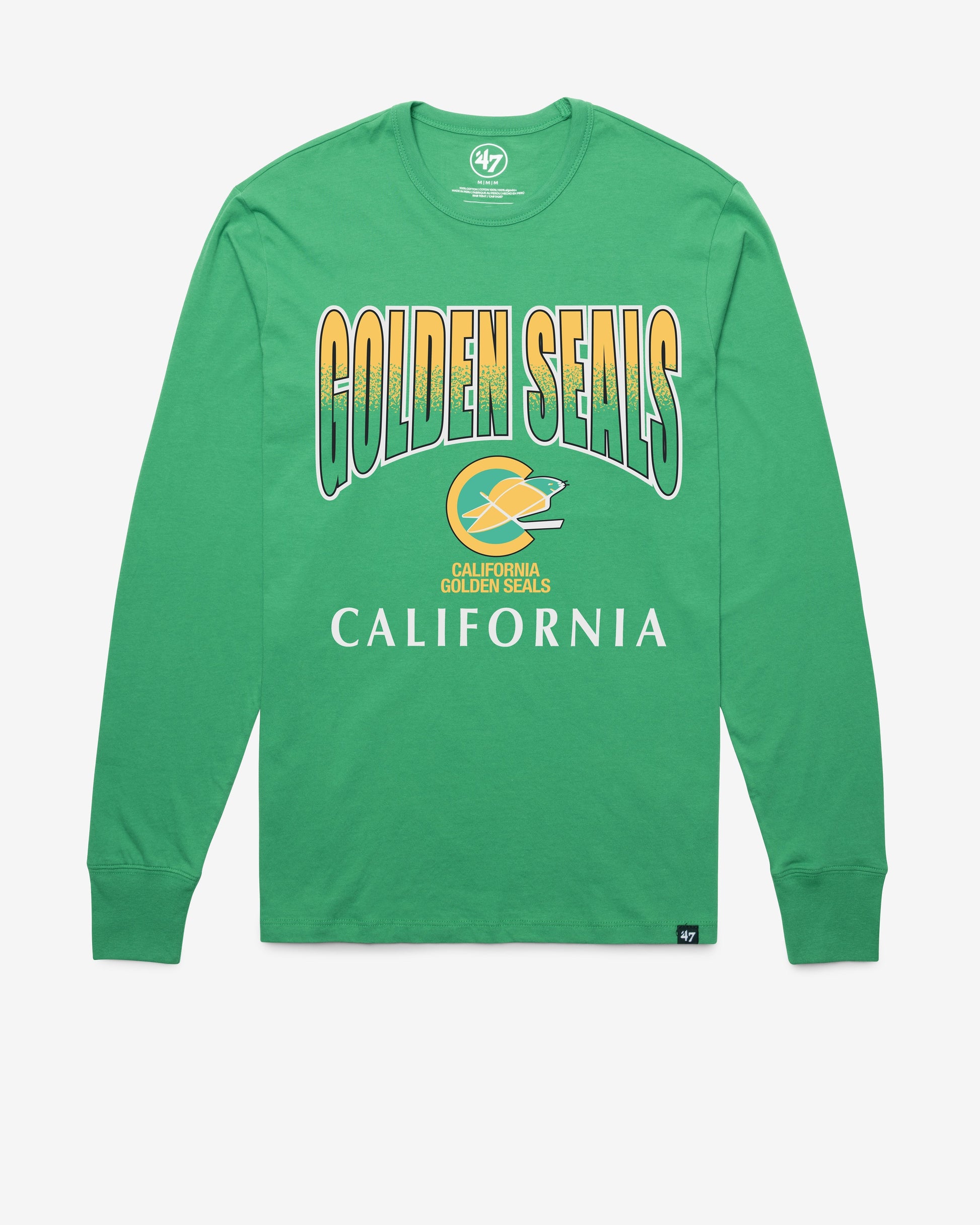 CALIFORNIA GOLDEN SEALS VINTAG SWEEP DOWN '47 FRANKLIN TEE ORCHARD GREEN