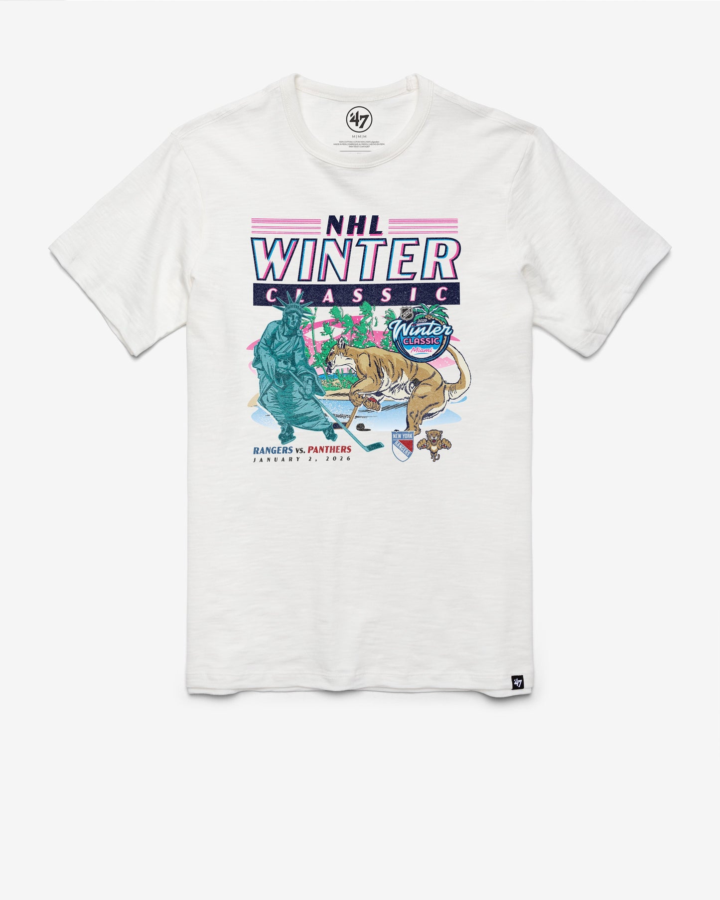 NEW YORK RANGERS X FLORIDA PANTHERS DUELING GRIT '47 SCRUM TEE WHITE WASH